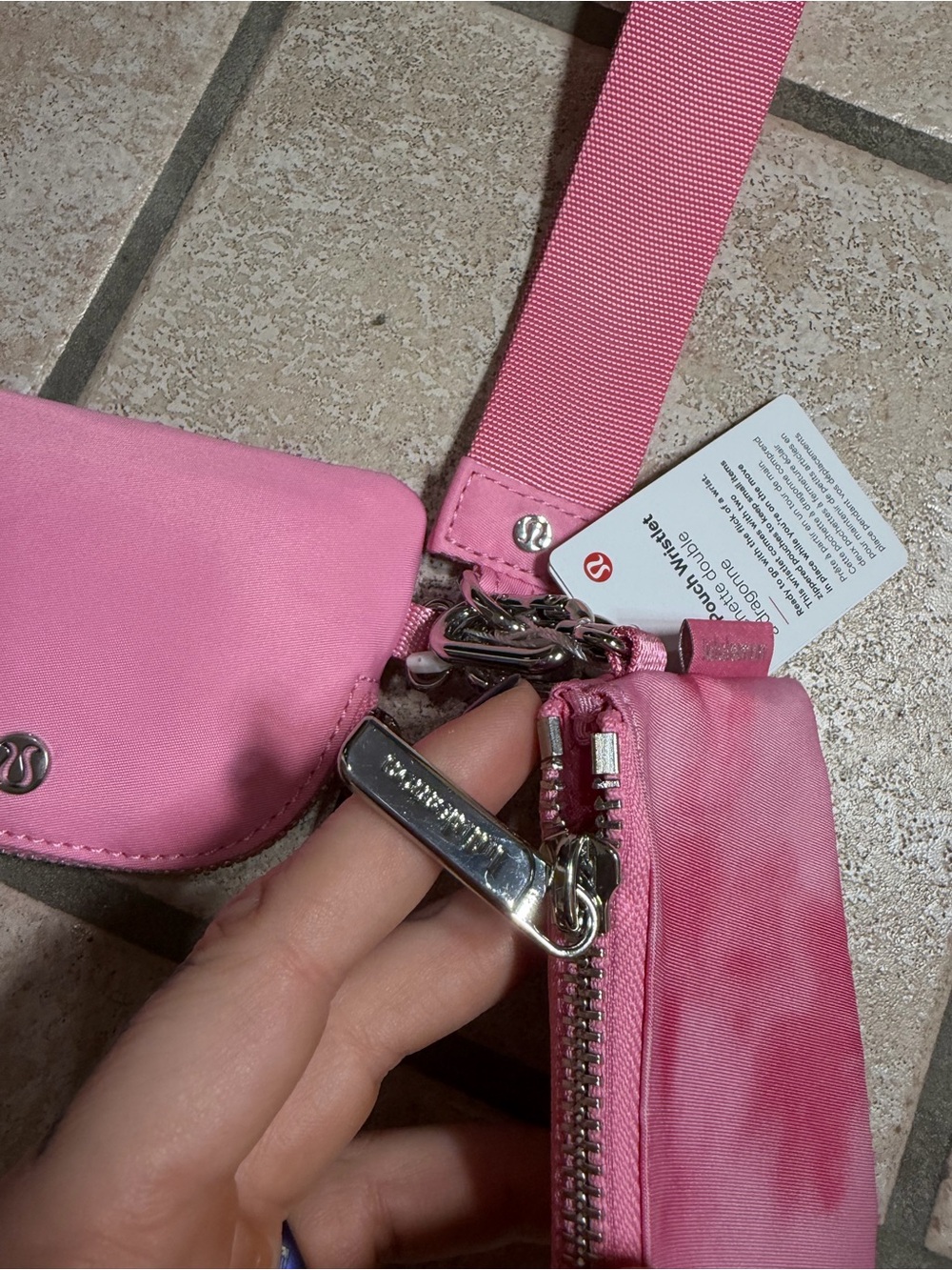 NWT Lululemon Dual Pouch Wristlet (Strawberry Multi/Candy Cloud/Silver) - Picture 4 of 9